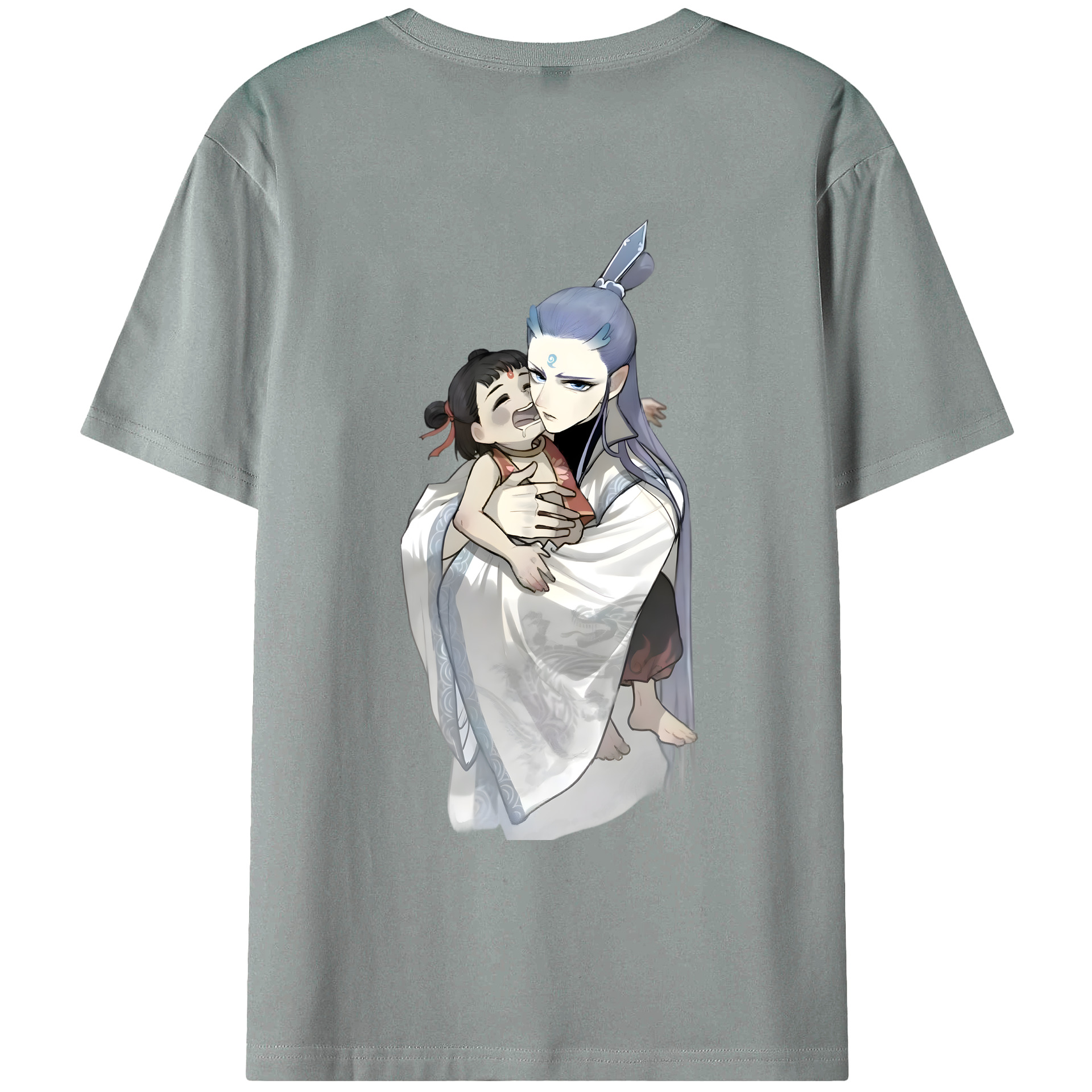 （画像用） Ne Zha 2 ナタ 魔童の大暴れ 綿100％ メンズ半袖Tシャツ（バックプリント） 通気性